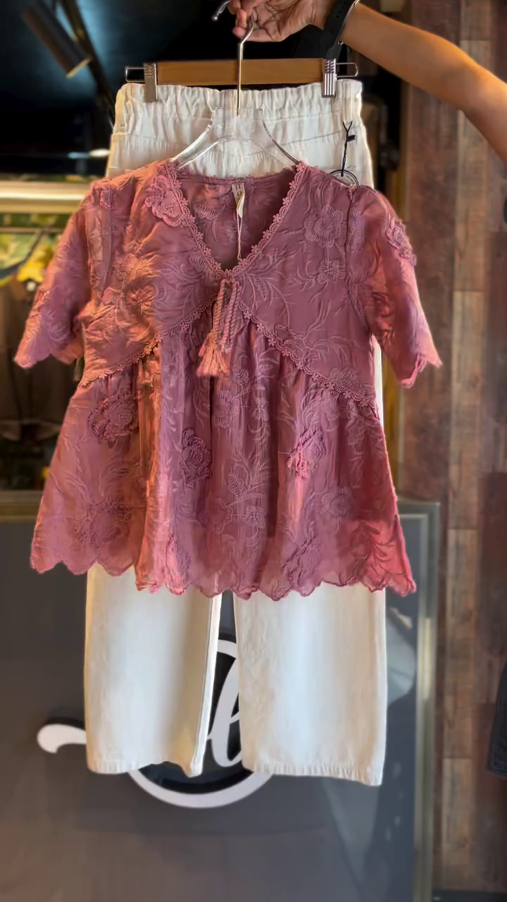 🌸 Blush Bloom Lace Co-Ord Set – Elegant Top & Comfort Pants Combo 🌸