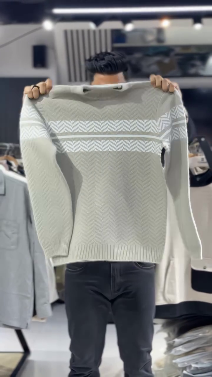 Urban Weave Chevron Knit Sweater – Modern Winter Essential