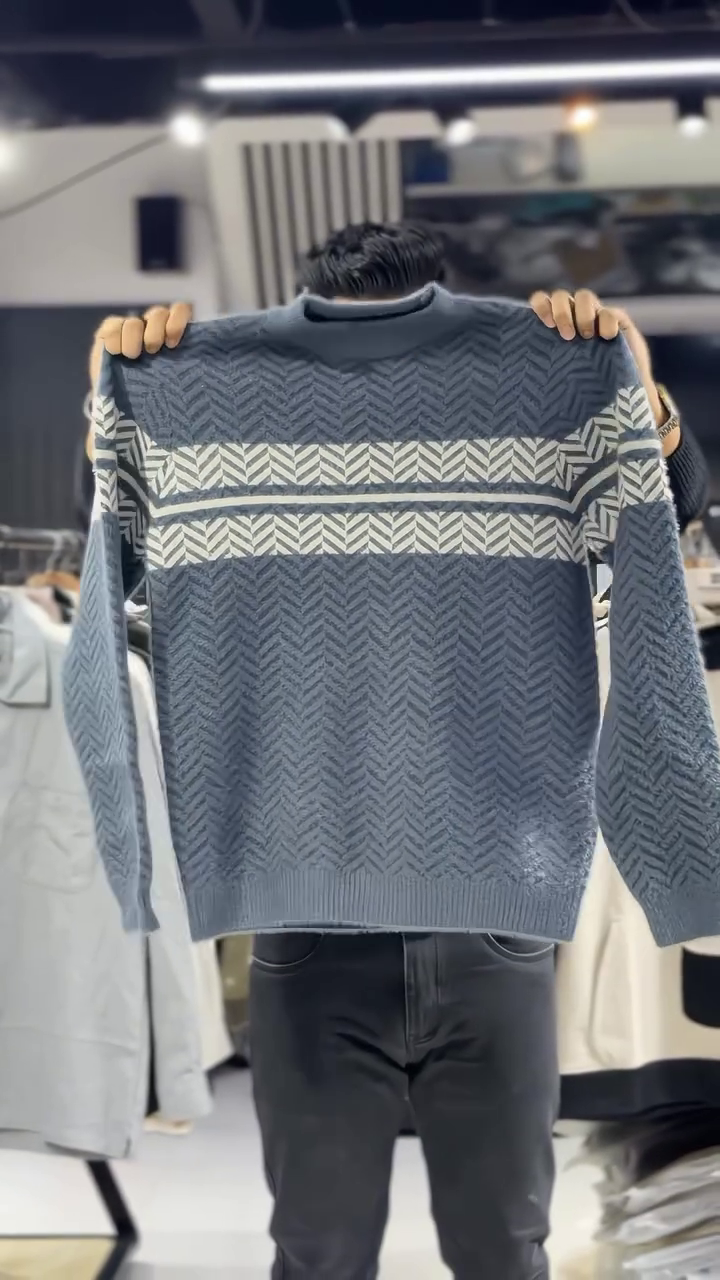 Urban Weave Chevron Knit Sweater – Modern Winter Essential