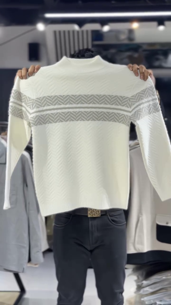🤍 Ivory Luxe Chevron Knit Sweater 🤍