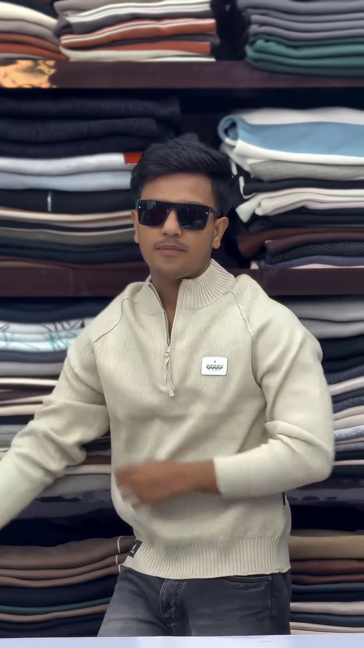 premium comfort Luxe Half-Zip Knit Sweatshirt