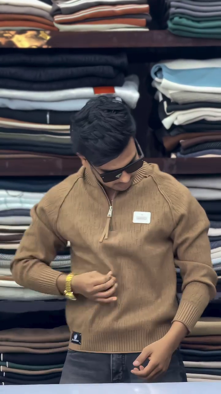 premium comfort Luxe Half-Zip Knit Sweatshirt