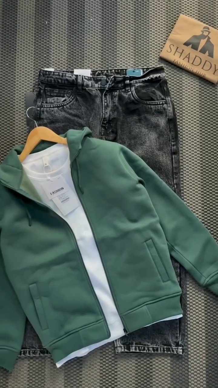 🔥 Urban Edge Zip-Up Hoodie & Denim Combo 🔥