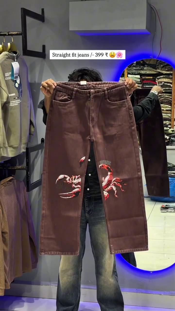 Script Straight-Fit Denim Jeans for Men