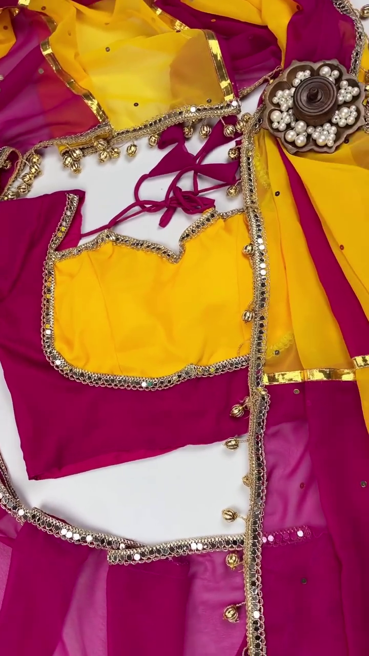 Royal Rani–Sunshine Yellow Mirror Work Saree Set