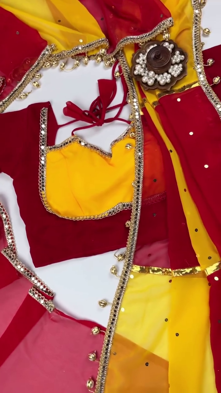 Royal Rani–Sunshine Yellow Mirror Work Saree Set