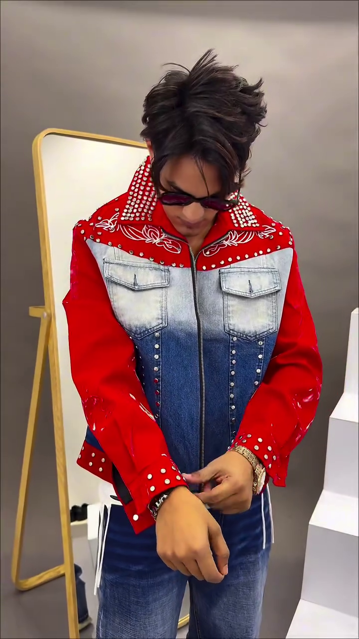 Royal Rockstar Studded Denim Jacket – Ultimate Luxury Street Statement