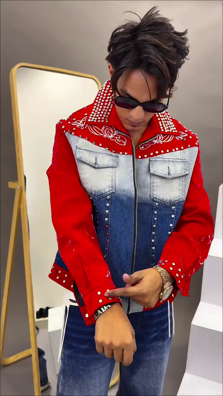 Royal Rockstar Studded Denim Jacket – Ultimate Luxury Street Statement