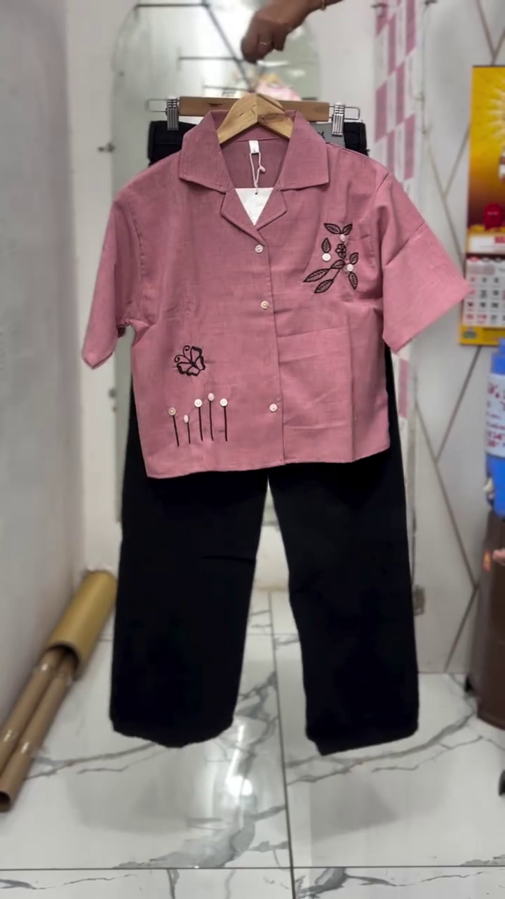 Plum Bloom Embroidered Co-Ord Set