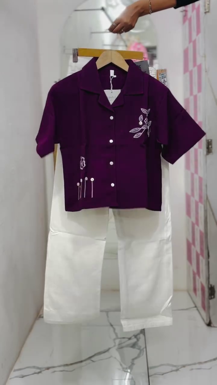 Plum Bloom Embroidered Co-Ord Set