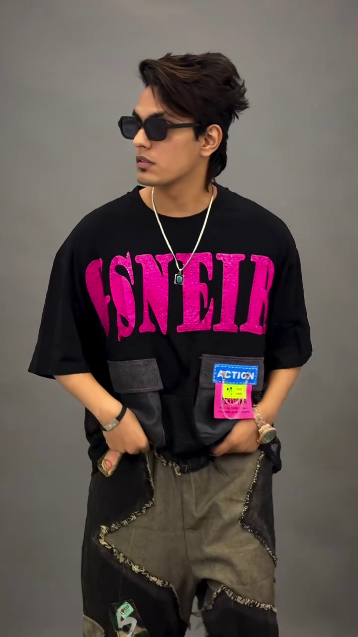 Cargo Mesh Oversized T-Shirt 🖤