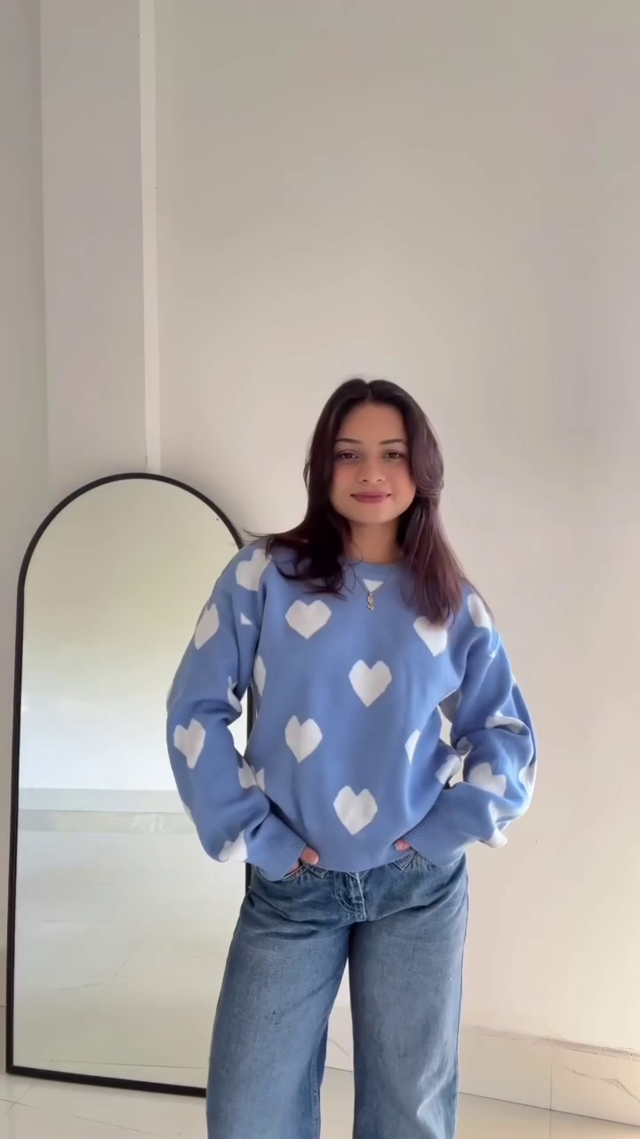 Cozy Cream Knit Sweater with Blue Jeans