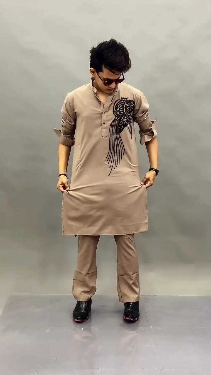 Desert Taupe Embroidered Kurta Set