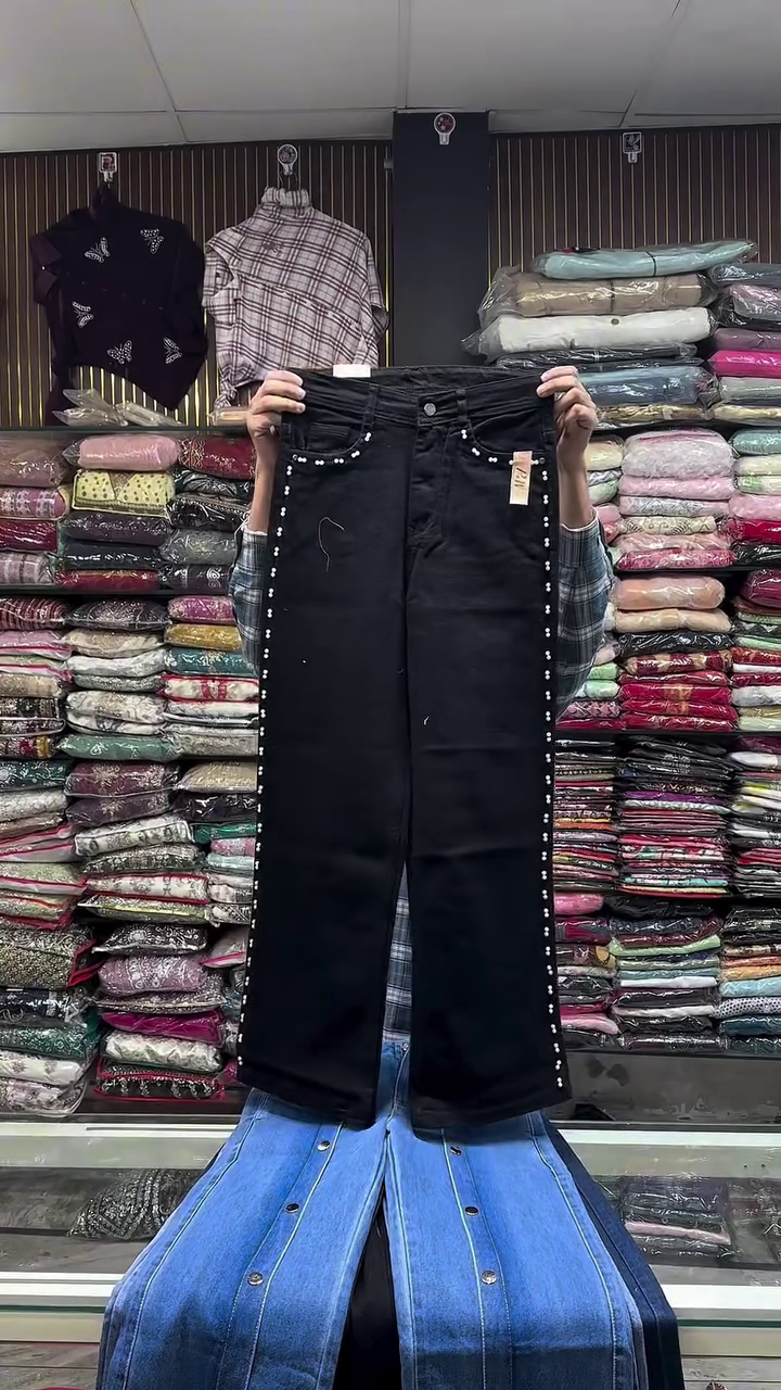 Blue Denim with Front Lace-Up Detail