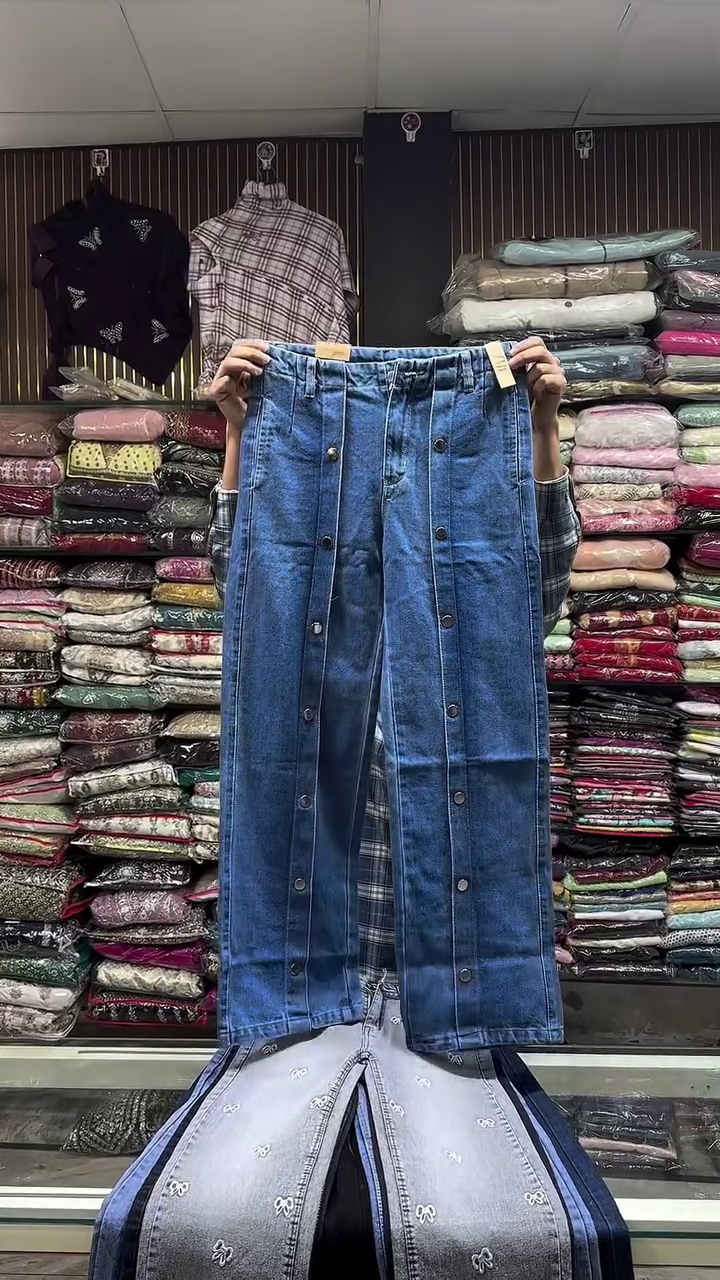 Blue Denim with Front Lace-Up Detail