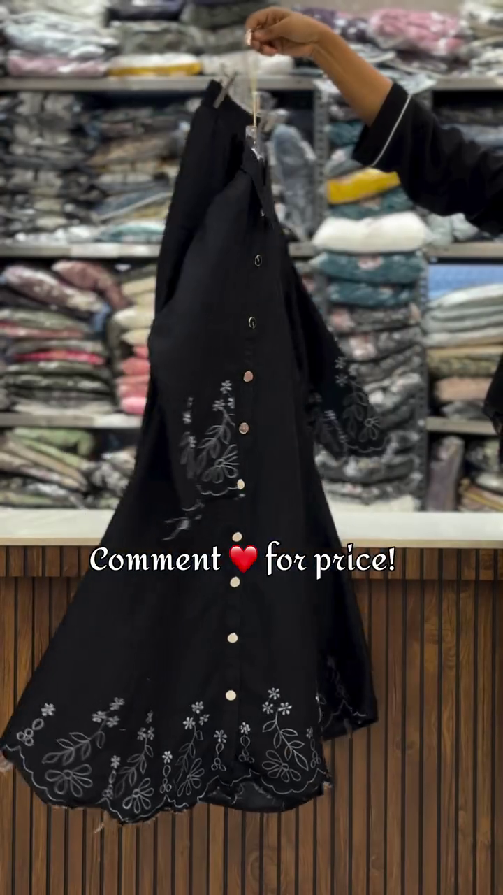 Navy Blue Embroidered Button-Down Dress