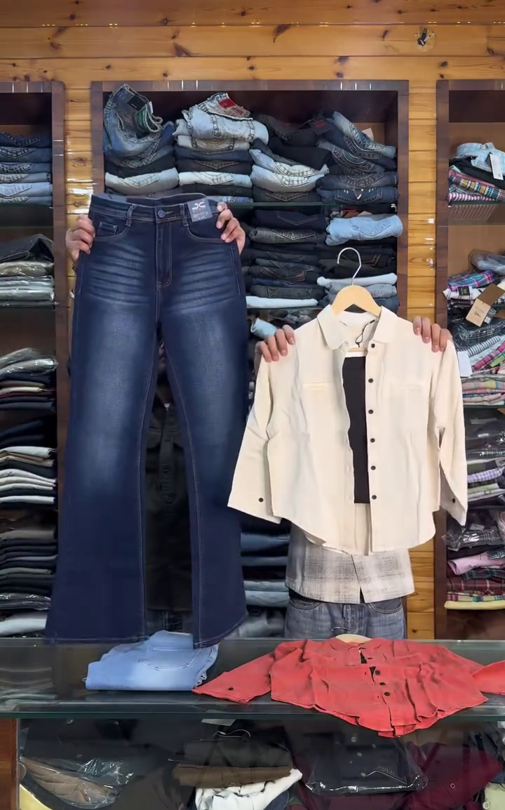 Black Bootcut Jeans Paired with Mustard Casual Shirt and Inner Layer