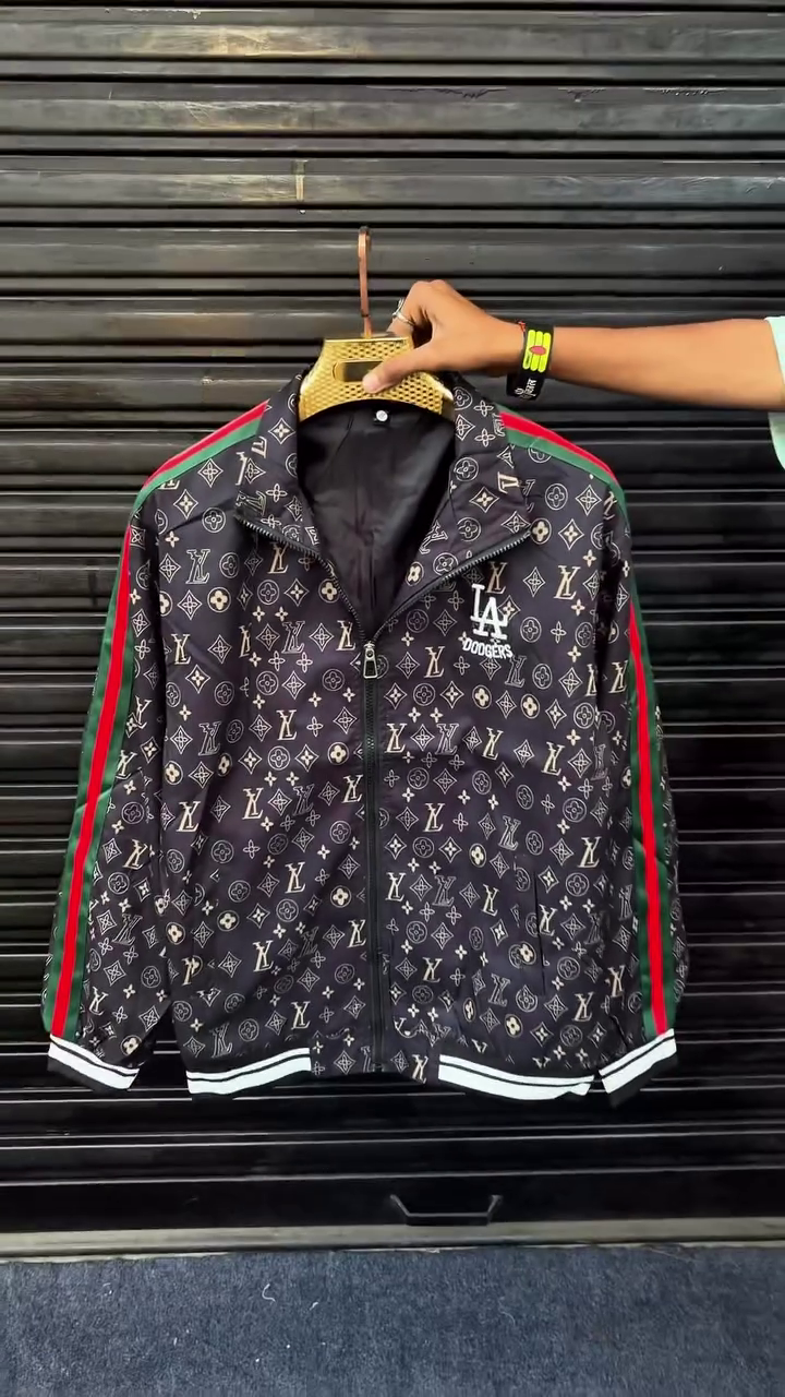 Premium Designer Monogram Zip-Up Jacket with Luxury Street Style