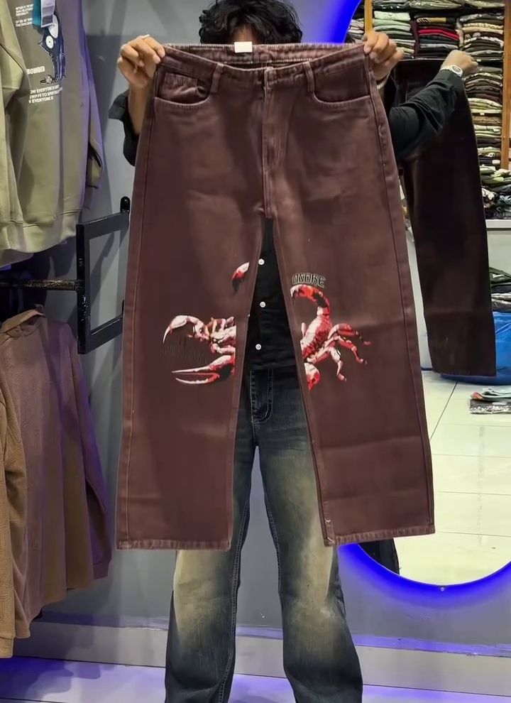 Wide-Leg Graphic Designer Denim with Modern Streetwear Appeal