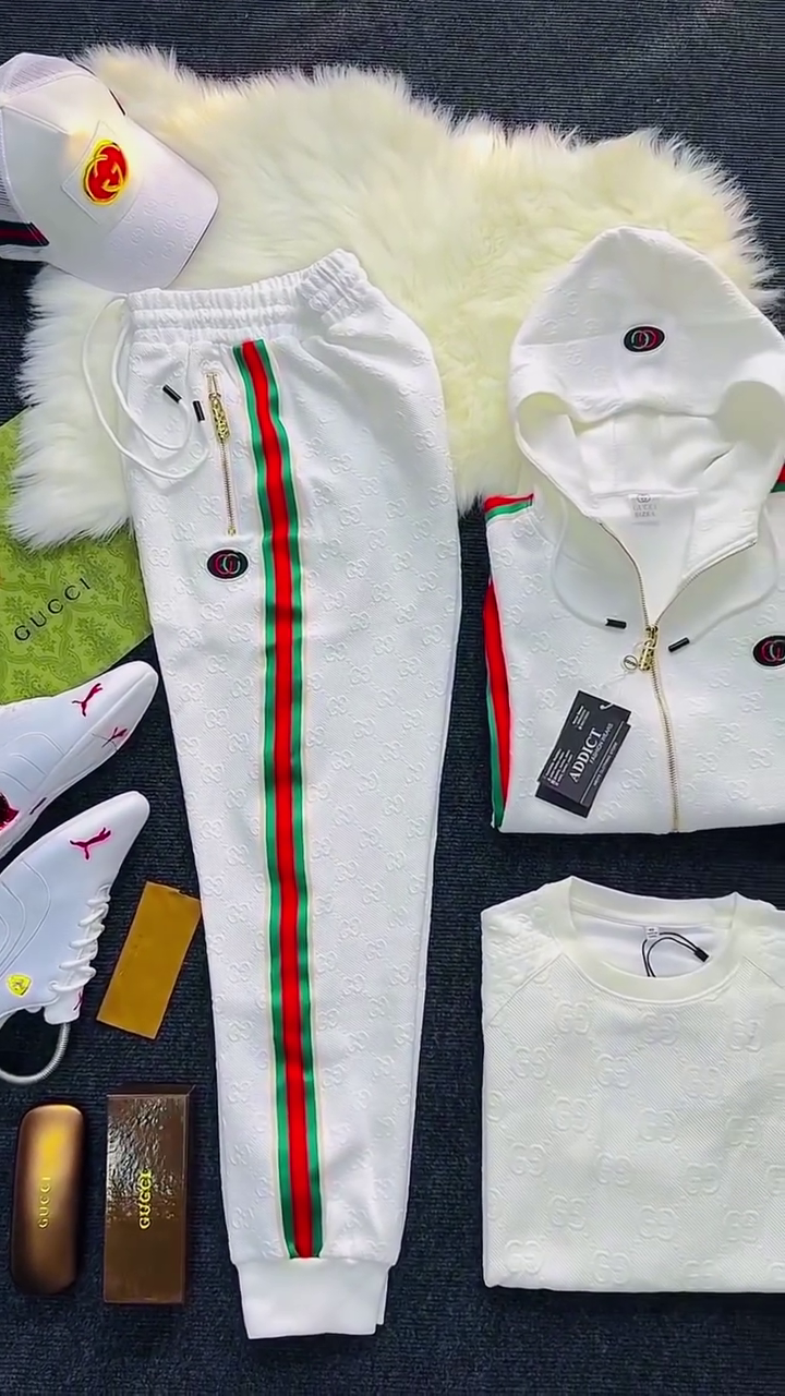 Premium White Designer Tracksuit Set