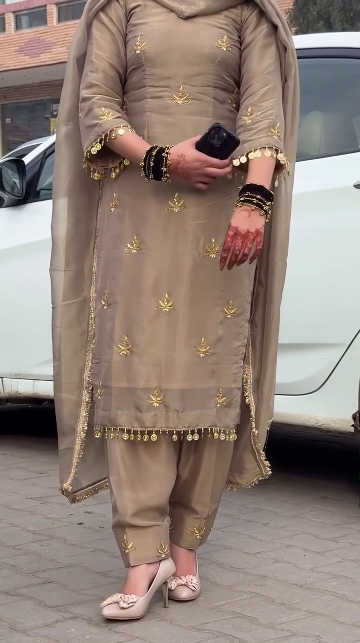Elegant Beige Traditional Suit