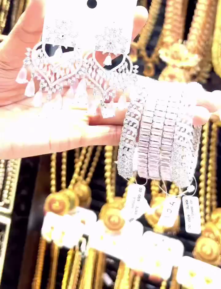 Elegant Silver and Ruby Stone Jewelry Set