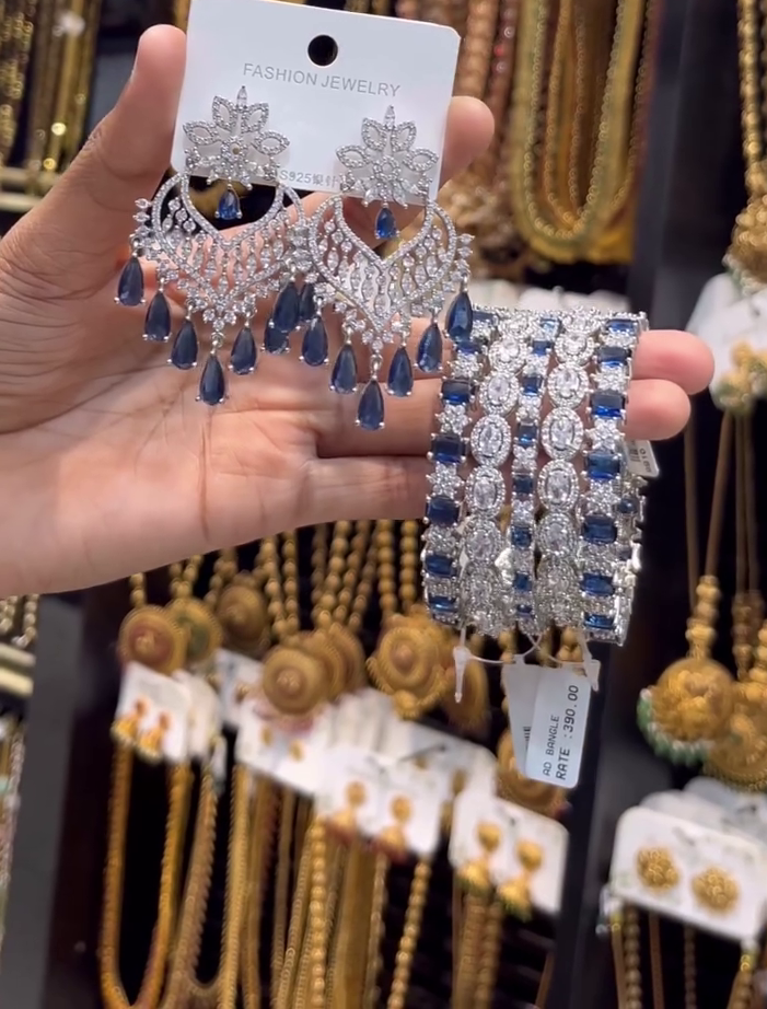 Elegant Silver and Ruby Stone Jewelry Set