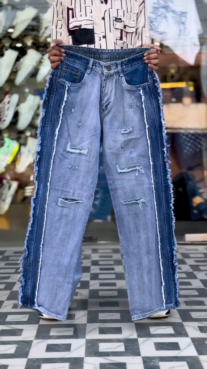 Modern Light Blue Graphic Denim Jeans with Bold Streetwear Aesthetic