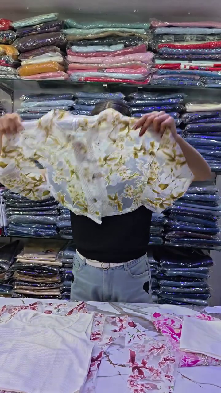 Elegant Pink Floral Printed Sheer Crop Top with Feminine Contemporary Style