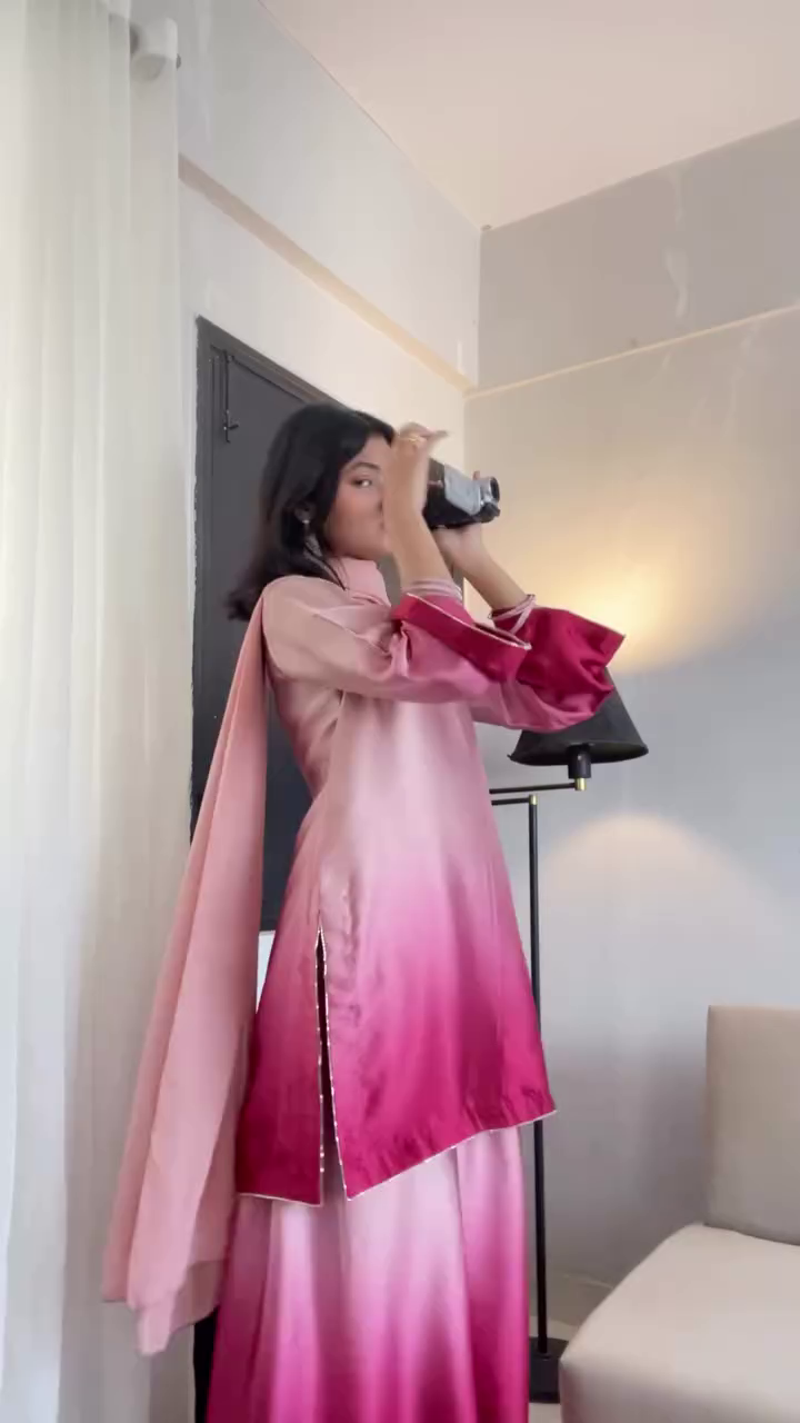 Elegant Ombre Pink Traditional Suit with Graceful Modern Styling