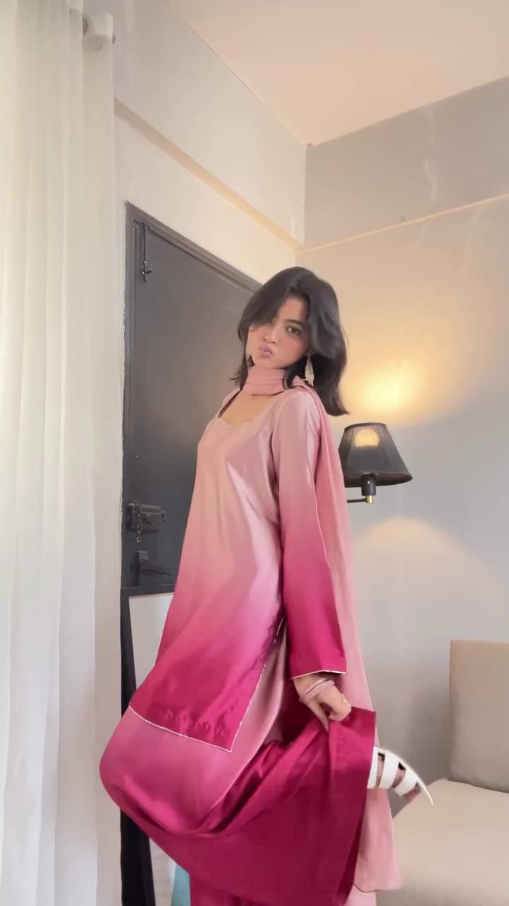 Elegant Ombre Pink Traditional Suit with Graceful Modern Styling