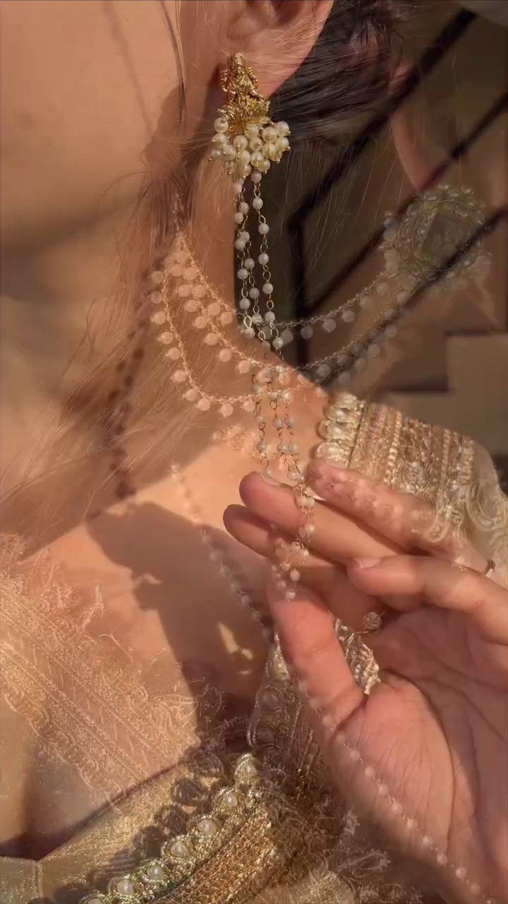 Traditional Gold-Plated Pearl & Kundan Jhumka Earrings