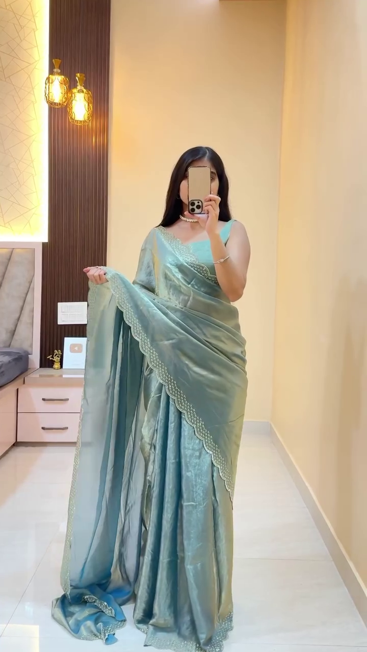 Elegant Black Georgette Saree with Gold Embroidered Blouse