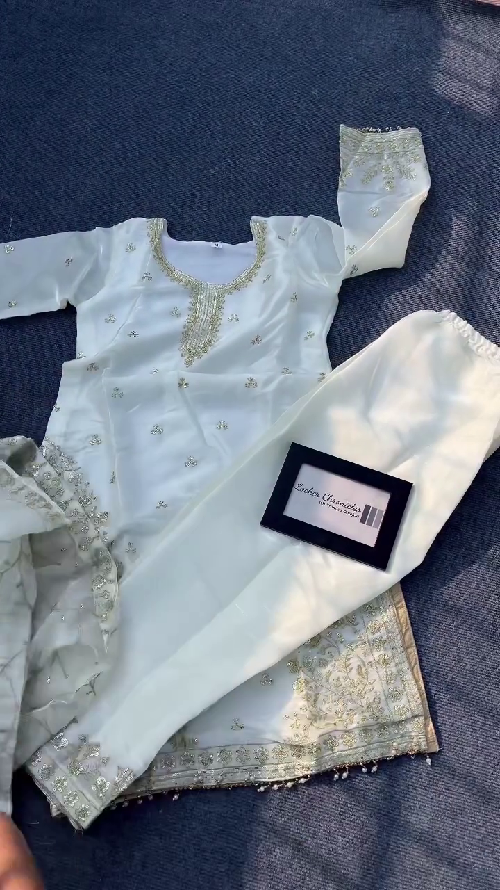 Elegant Ivory Embroidered Suit Set with Dupatta