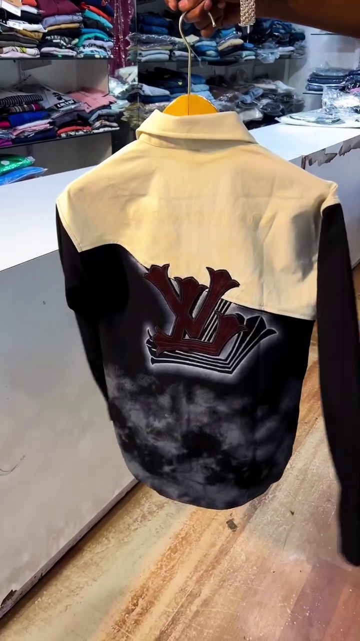 Stylish Black Contrast Collar Shirt