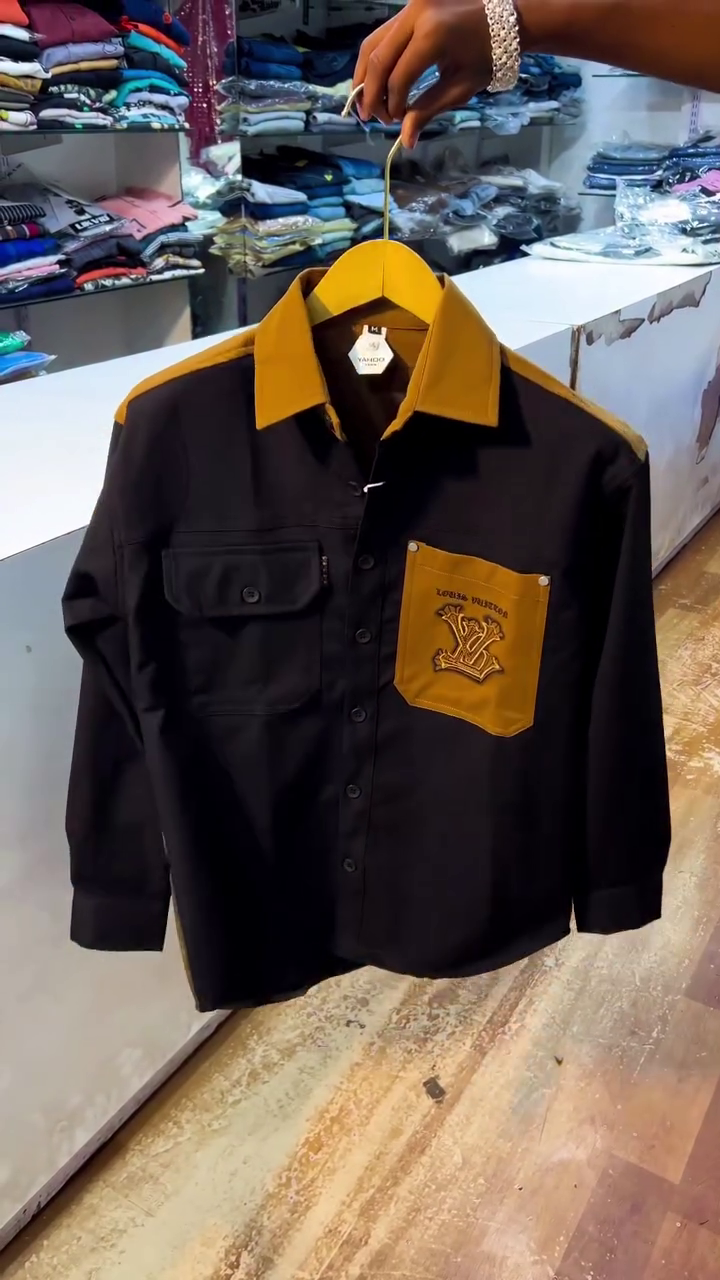 Stylish Black Contrast Collar Shirt