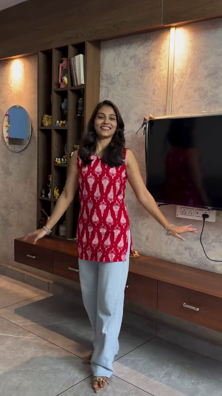 Stylish Red Printed Kurti