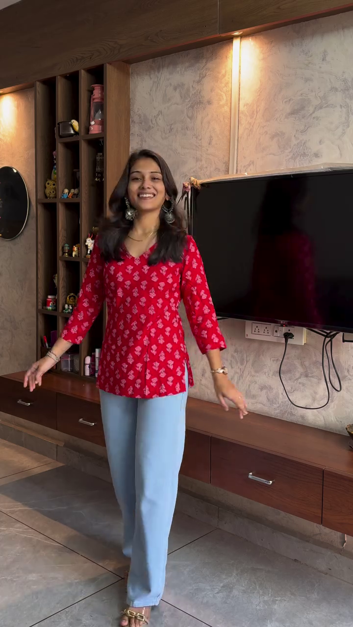 Stylish Red Printed Kurti