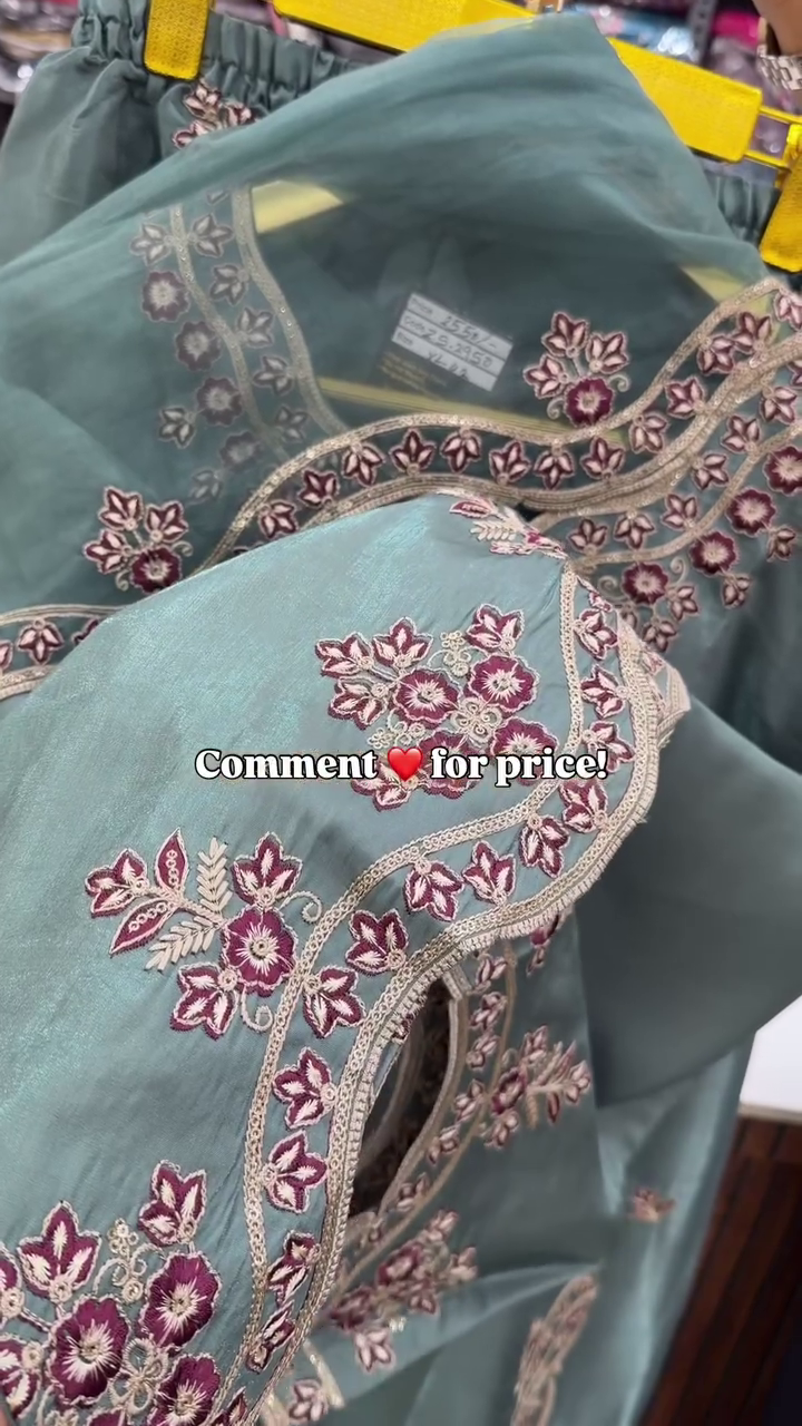 Elegant Sage Green Embroidered Suit Set with Dupatta