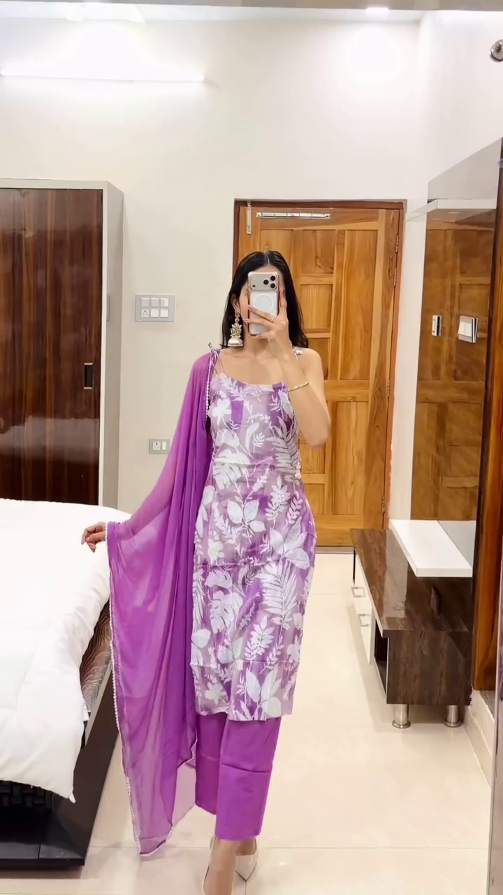 Elegant White Kurta Pant Set with Teal Blue Dupatta