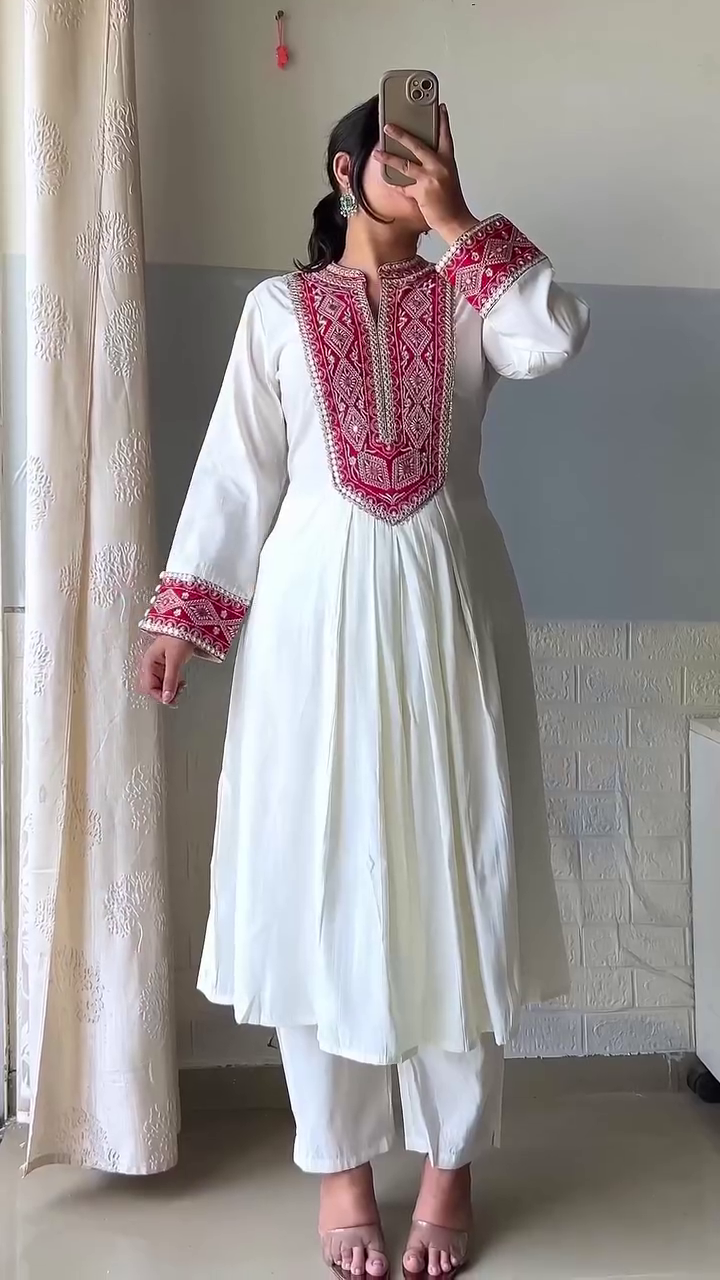 Elegant Mauve Embroidered Halter Kurta with Palazzo Set