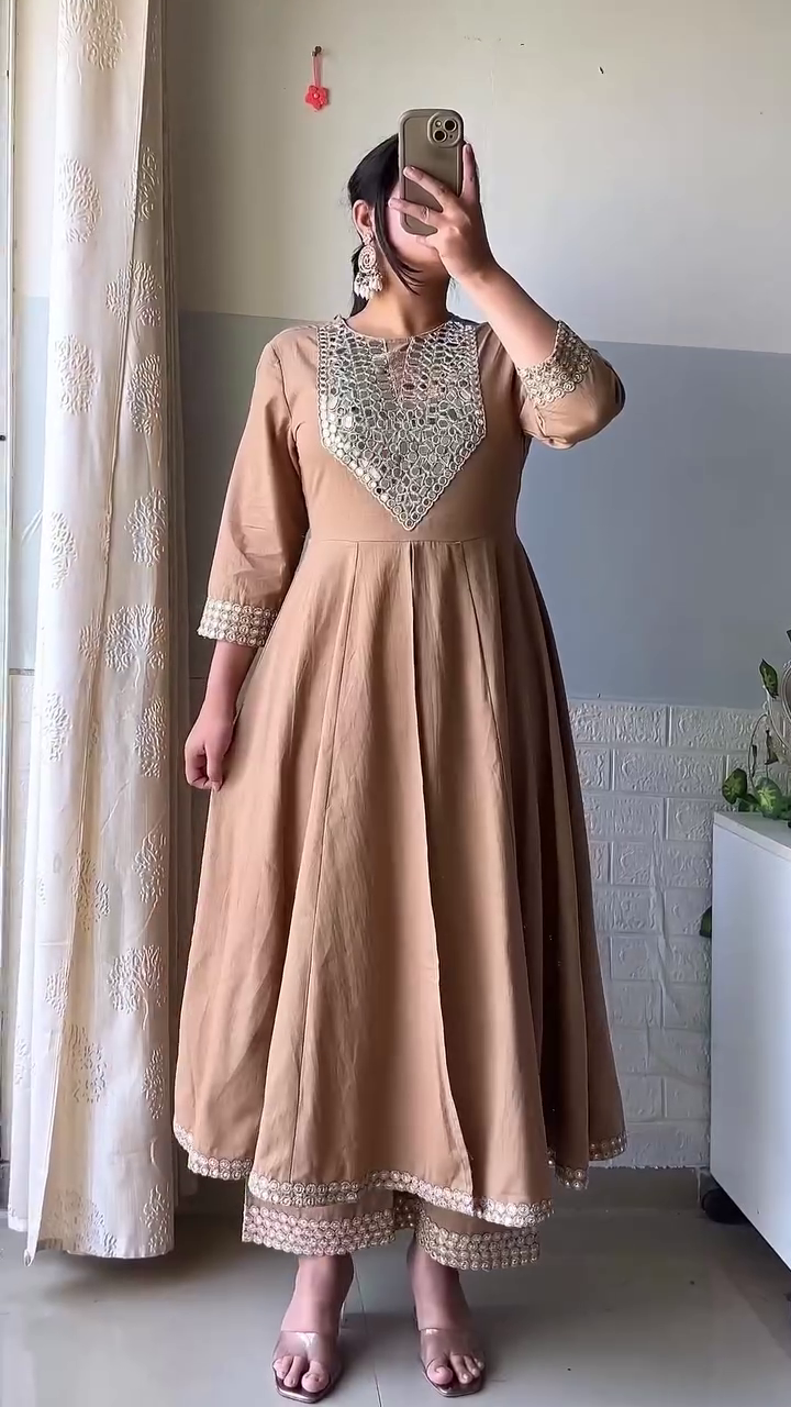 Elegant Mauve Embroidered Halter Kurta with Palazzo Set