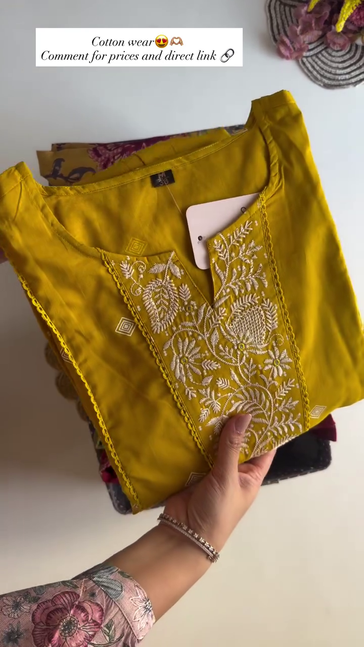 Premium Red Cotton Embroidered Kurti