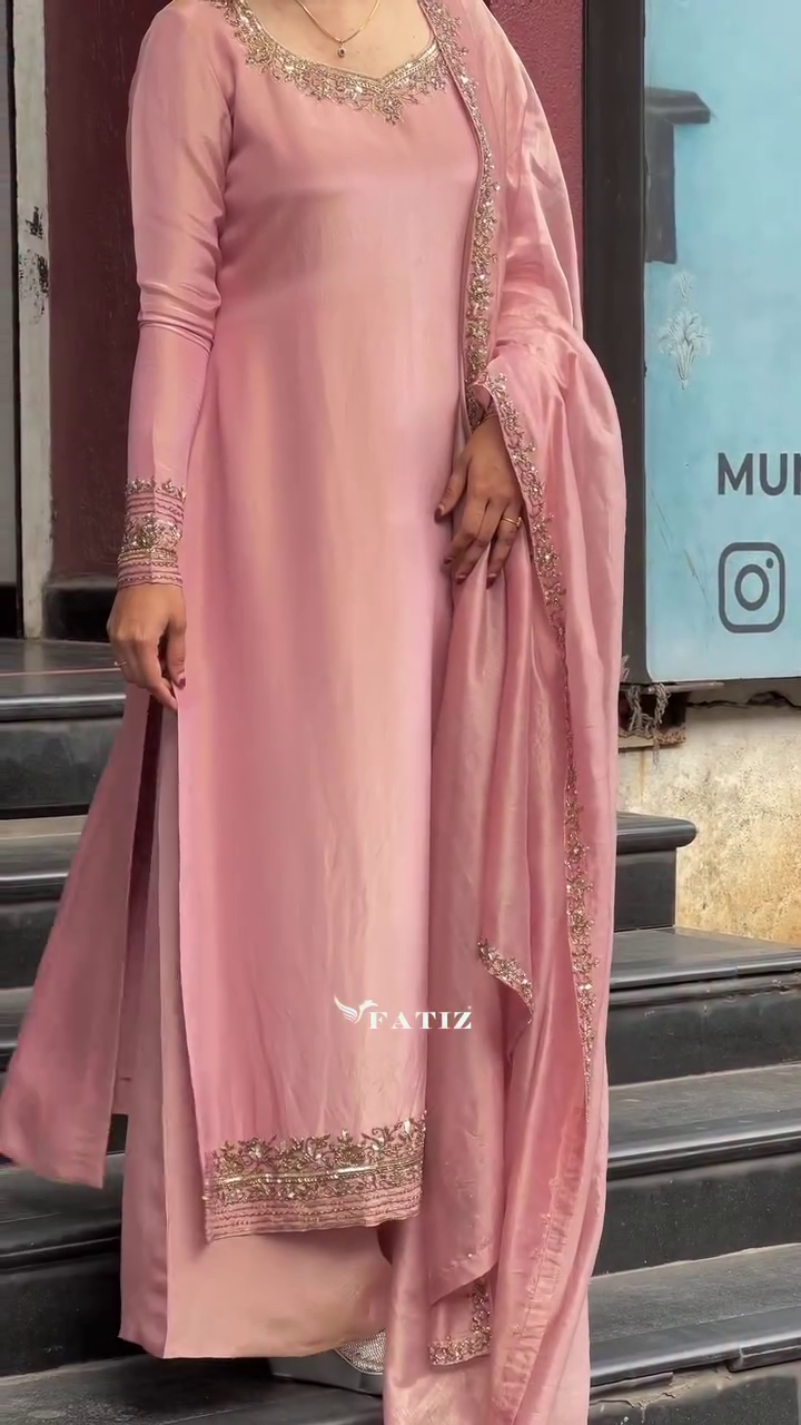 Elegant Peach Embroidered Salwar Suit with Dupatta