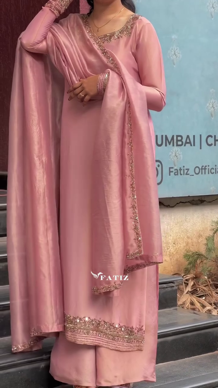 Elegant Peach Embroidered Salwar Suit with Dupatta