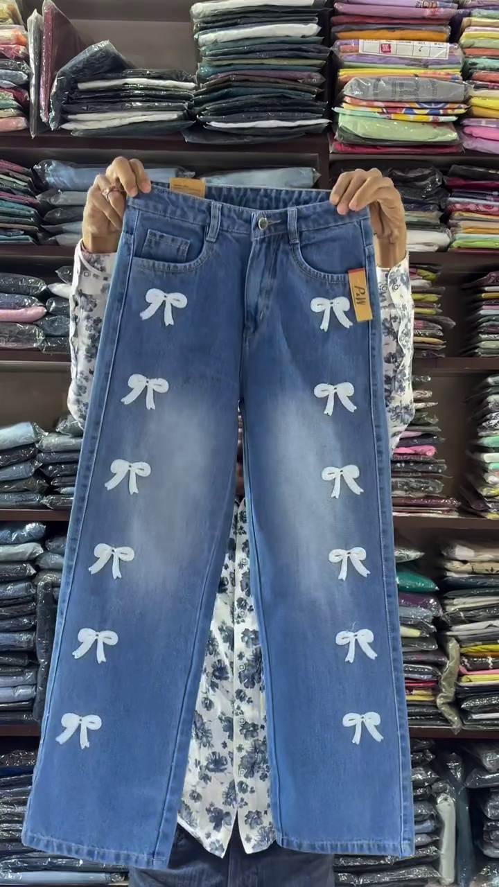 Grey Embellished Designer Denim