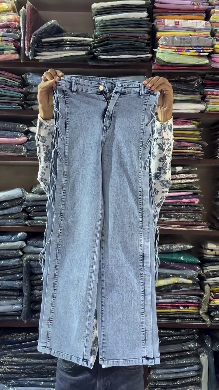 Grey Embellished Designer Denim