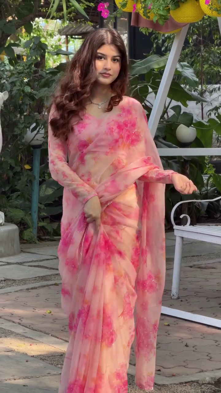 Floral Organza Saree