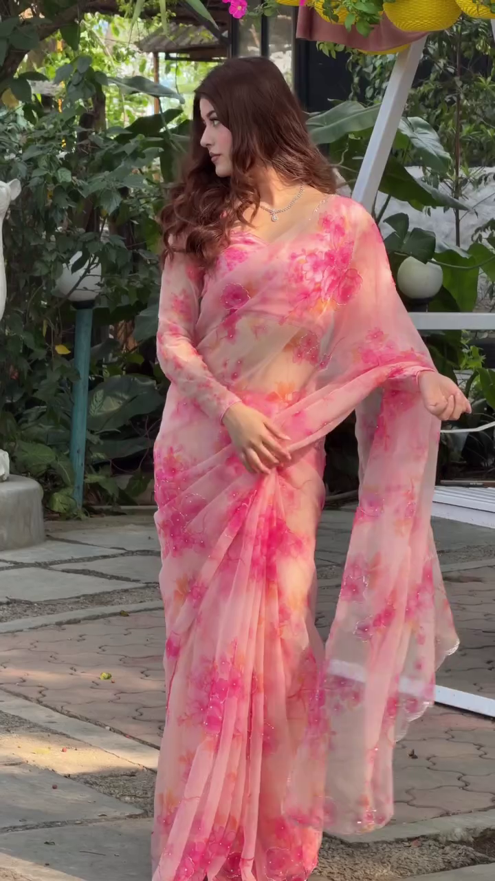 Floral Organza Saree