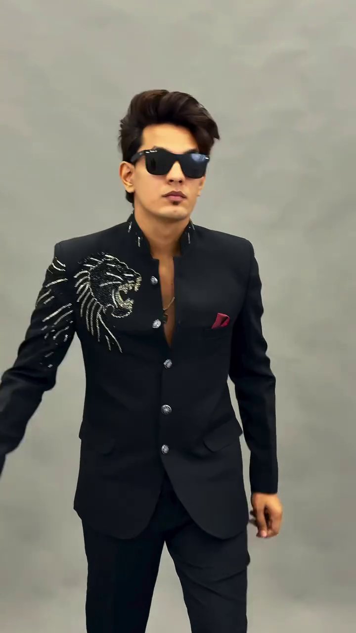 Royal Black Embroidered Blazer